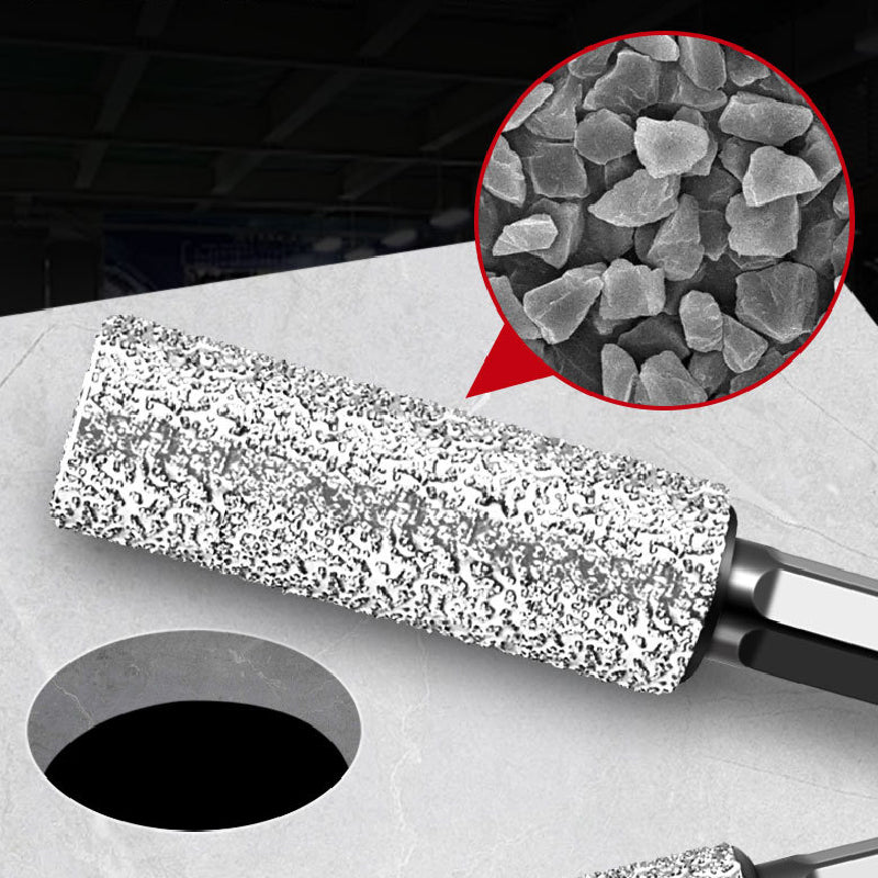 Arenzza hex shank brazed hole opener for drilling and grinding, shown with sharp cutting edges and hex shank for power tools.