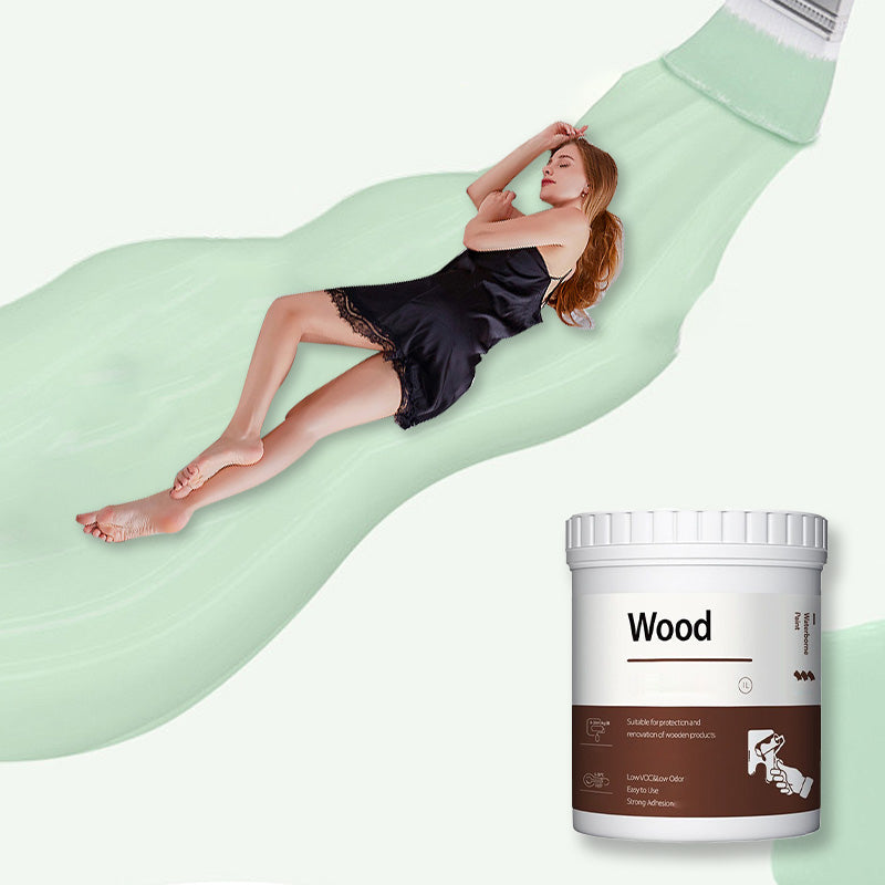 Arenzza water-based environmentally friendly odorless wood furniture repair and renovation paint in a container, suitable for tools and garden use.