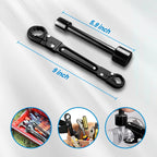 Arenzza professional plumbing wrench kit with adjustable wrenches and tools for plumbing repairs, laid out on a workbench.
