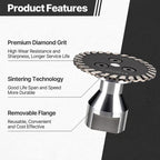Arenzza M14 Diamond Blade for stone and tile cutting, chip-free hot-pressed design with M14 threading, displayed on a tool stand