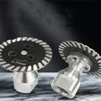 Arenzza M14 diamond blade for stone and tile, chip-free, hot-pressed, with M14 thread, shown mounted on a power tool.