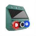 Arenzza solar-powered animal repeller with ultrasonic sound and flashing light for pest control in garden or outdoor areas.