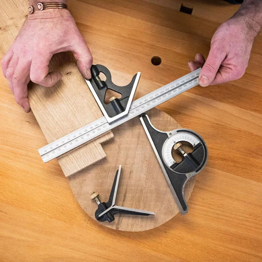 Arenzza multifunctional angle ruler set with adjustable movable arms, ideal for precise measuring in tools and garden projects.