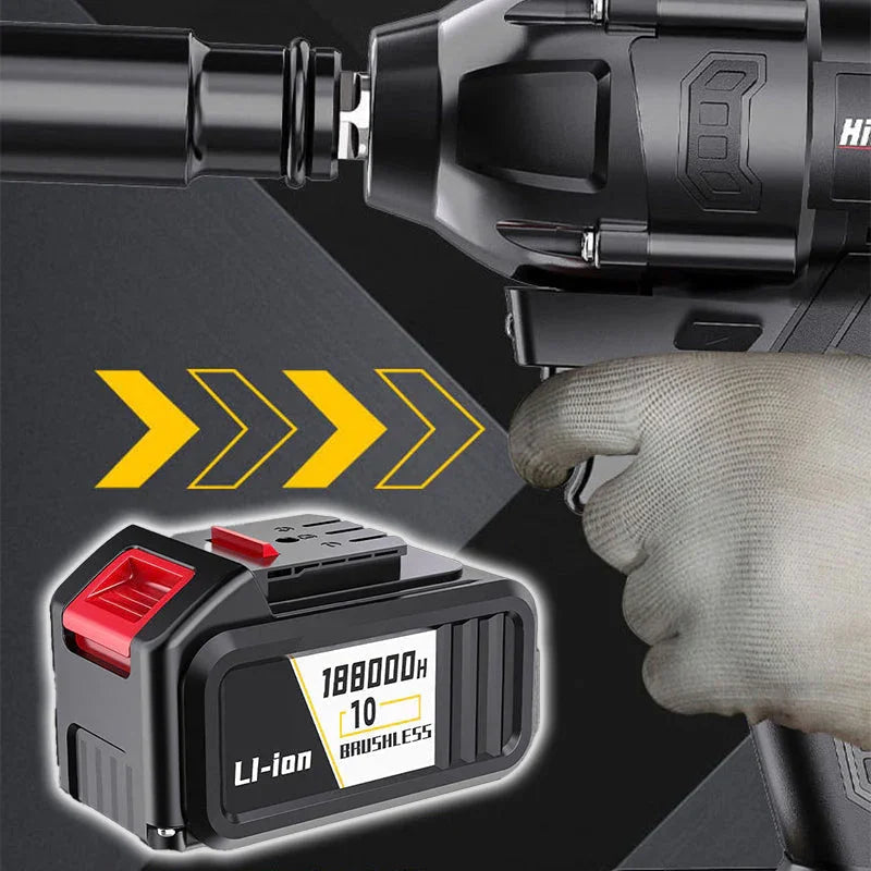 Arenzza brushless electric wrench with 480Nm torque, showcasing its 3-in-1 smart tool design for home and auto repairs.