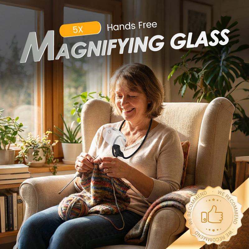 Arenzza 5X hands-free magnifying glass for tools and garden work, with a durable handle and adjustable arm, suitable for detailed inspection.