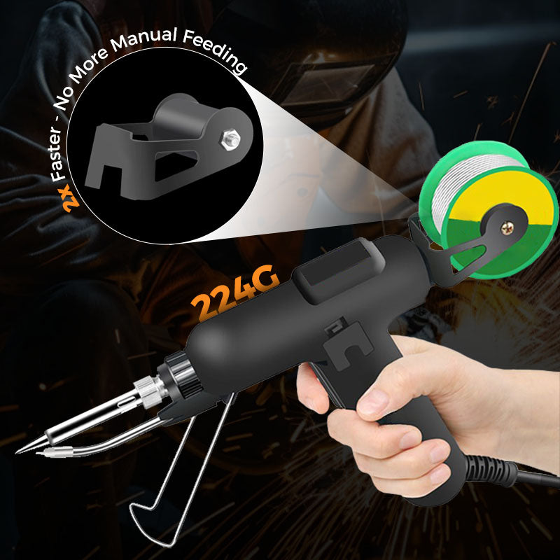 Arenzza 80W electric soldering iron with a metal tip, black handle, and cord for precision soldering in tools and garden applications.