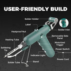 Arenzza 80W electric soldering iron with a metal tip, shown in use for precise soldering tasks, suitable for tools and garden projects.