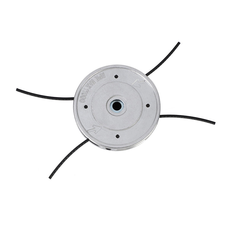 Arenzza automatic nylon cord trimmer head attached to a garden string trimmer, designed for efficient grass and weed trimming.