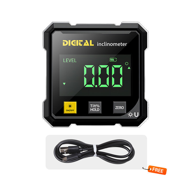 Arenzza 4-Side Magnetic Digital Angle Gauge with laser precision, showing its digital display and magnetic base for woodworking and construction.