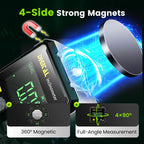 Arenzza 4-side magnetic digital angle gauge with laser precision, displaying measurements on a digital screen for woodworking and construction.