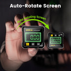 Arenzza 4-sided magnetic digital angle gauge with laser precision, used for woodworking and construction on various surfaces.