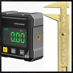 Arenzza 4-Side Magnetic Digital Angle Gauge with laser precision, displaying digital readout on a surface for woodworking and construction.