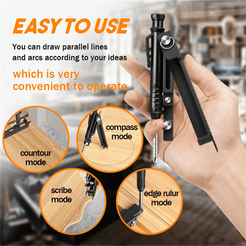 Arenzza multifunctional construction pencil tool with various built-in features for tools and garden tasks, shown in a close-up image.