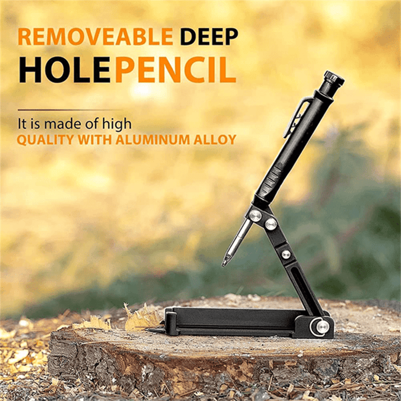 Arenzza multifunctional construction pencil tool with various tips for marking and measuring on a worksite.