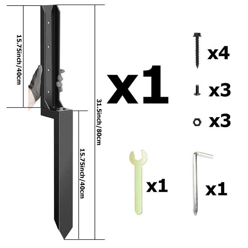 Arenzza heavy-duty fence post repair kit with rustproof tools for fixing loose or broken fence posts in a garden setting.