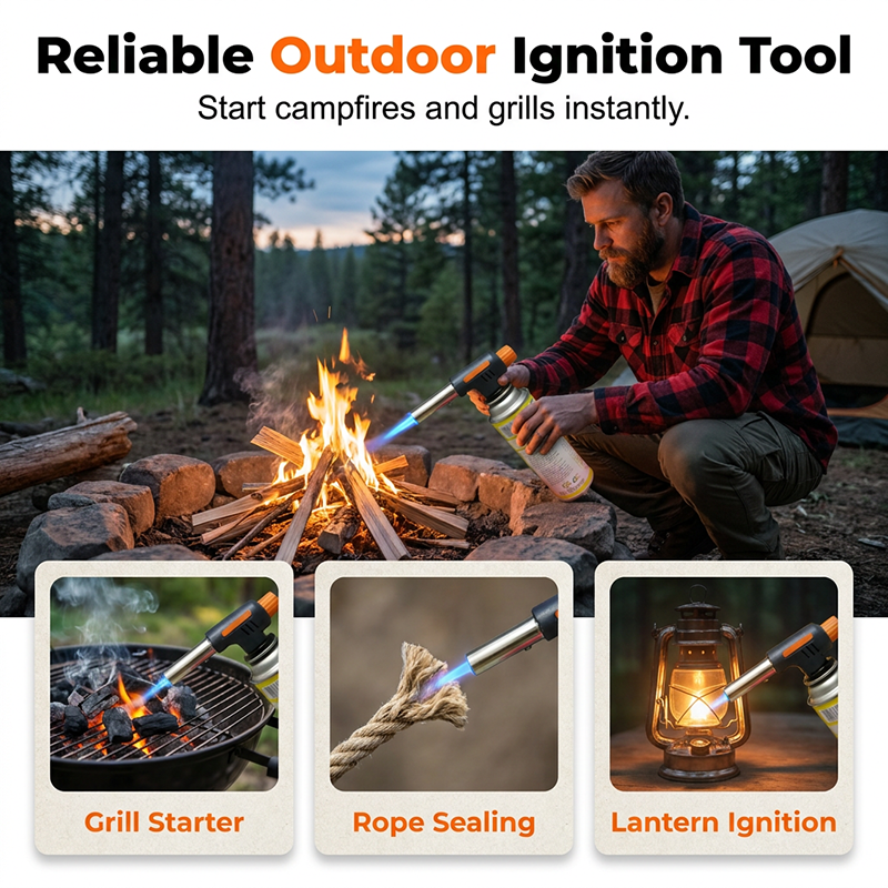 Arenzza portable multi-function butane torch for tools and garden use, featuring a compact design with adjustable flame control.