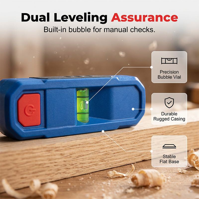 Arenzza 3-in-1 magnetic laser level and stud finder tool with digital display and magnetic base for precise measurements and wall detection.