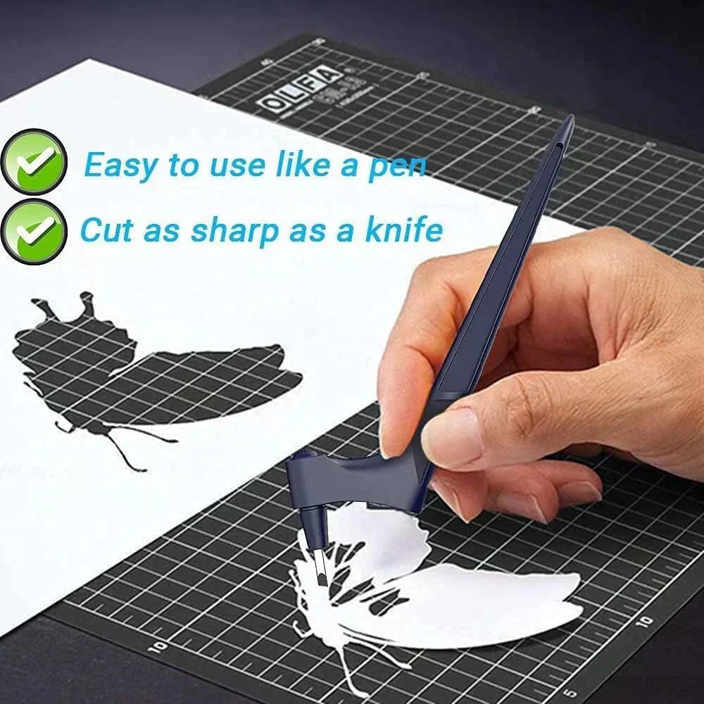 Arenzza craft cutting tools set with precision blades for arts and crafts projects, displayed on a work surface.