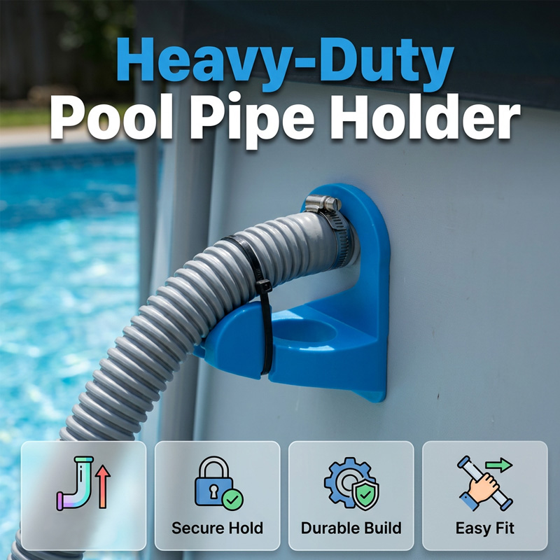 Arenzza above ground pool pipe holder made of durable plastic, designed to secure pool hoses and pipes in garden or pool area.