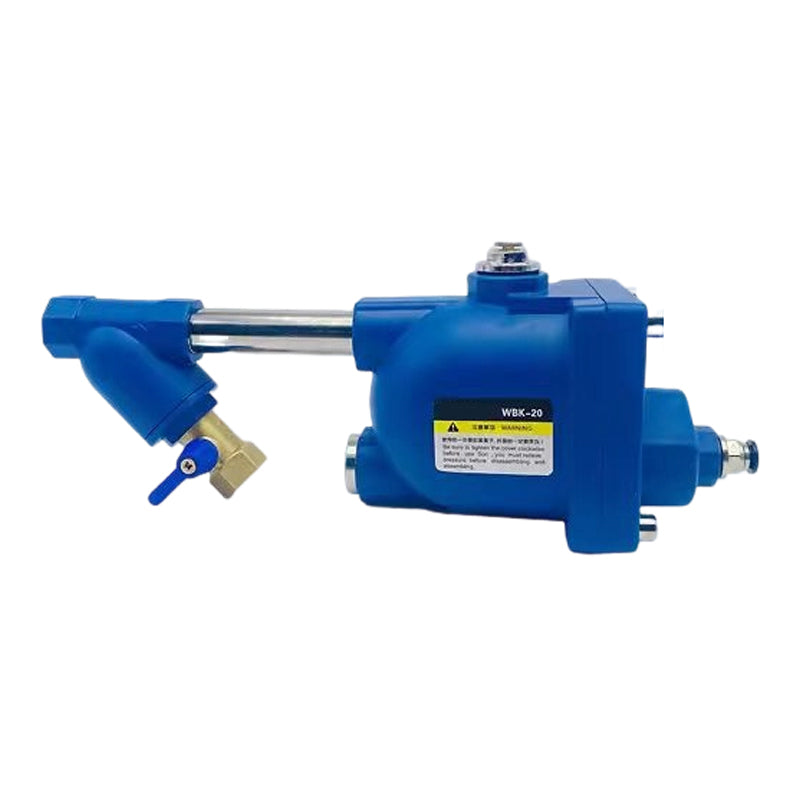 Arenzza Zero Air Loss Automatic Drain Valve for tools and garden equipment, shown installed on a garden hose system.