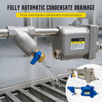Arenzza Zero Air Loss Automatic Drain Valve for tools and garden equipment, showing the valve with mounting components.