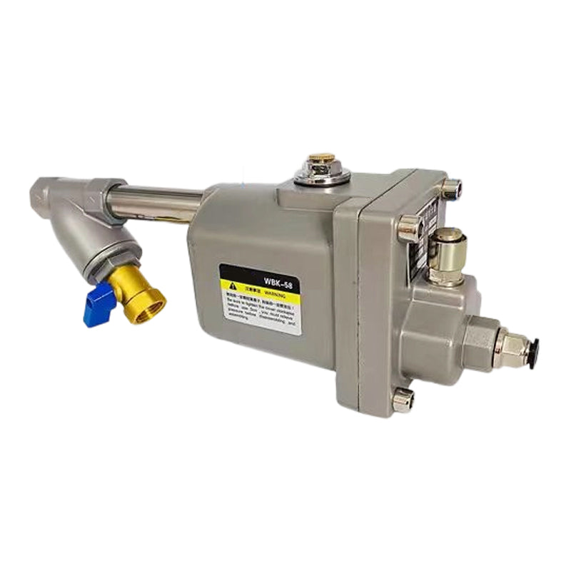 Arenzza Zero Air Loss Automatic Drain Valve for tools and garden equipment, showing the valve with connection fittings.