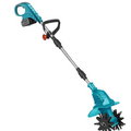Arenzza cordless electric tiller with adjustable handle, heavy-duty blades, and long-lasting battery for easy soil loosening in gardening.