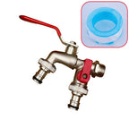 Arenzza universal stainless steel garden faucet with double outlets and independent valves, heavy-duty and easy to install.