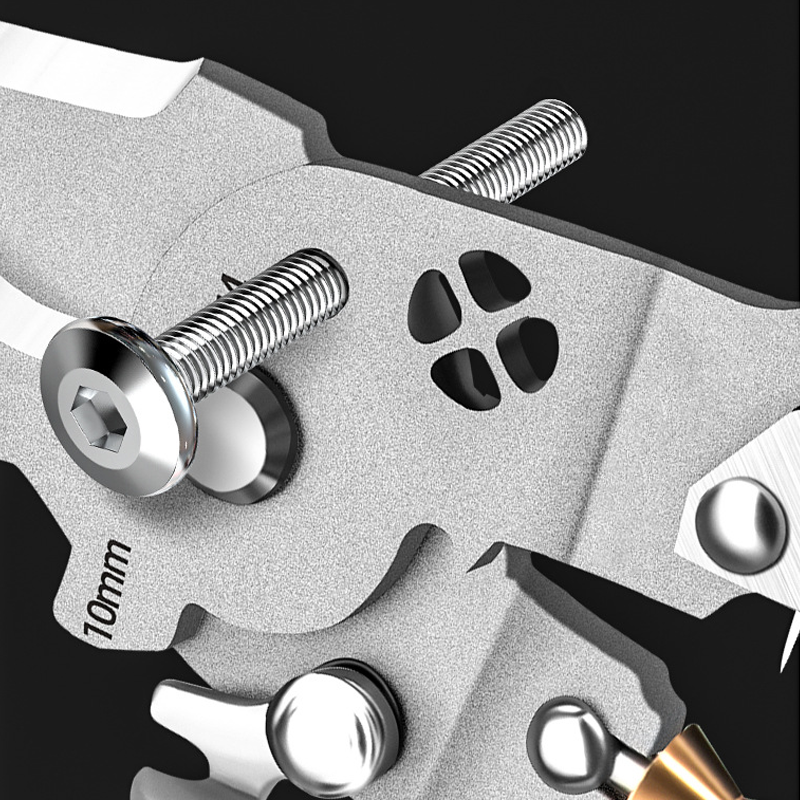 Arenzza multifunctional foldable wire stripping scissors with electrical test feature, showcasing a compact, black tool with sharp blades.