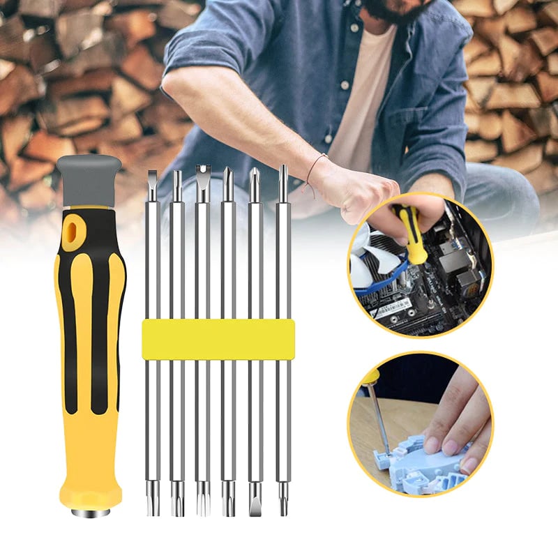 Arenzza multifunction screwdriver set with various screwdriver heads and tools, ideal for home repair and DIY projects.