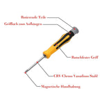 Arenzza multifunction screwdriver set with various screwdriver heads and tools arranged in a compact case for versatile home and garden use.