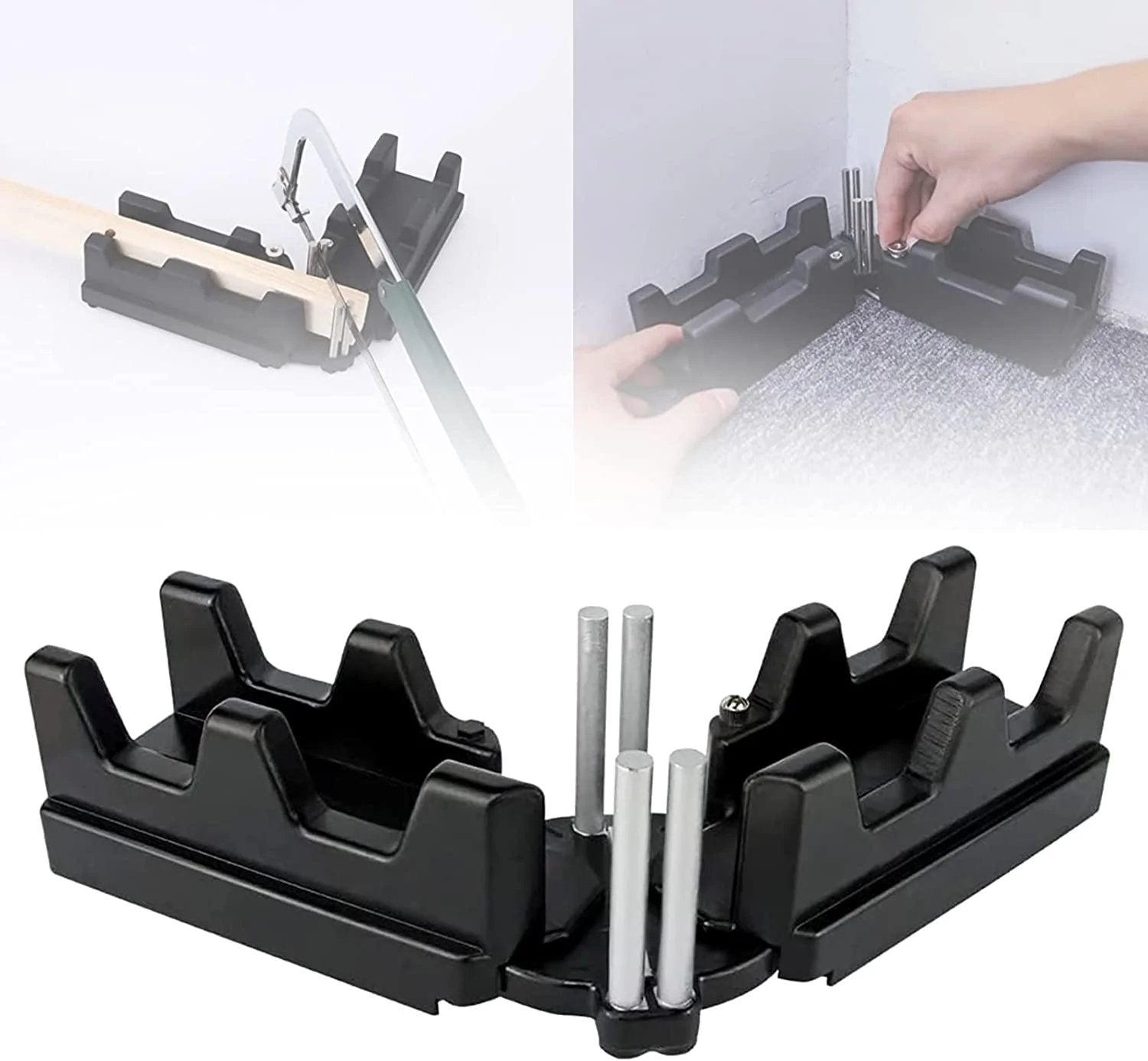 Arenzza 2-in-1 measuring and miter saw tool for precise cuts, featuring adjustable angles and a compact design for tools and garden projects.