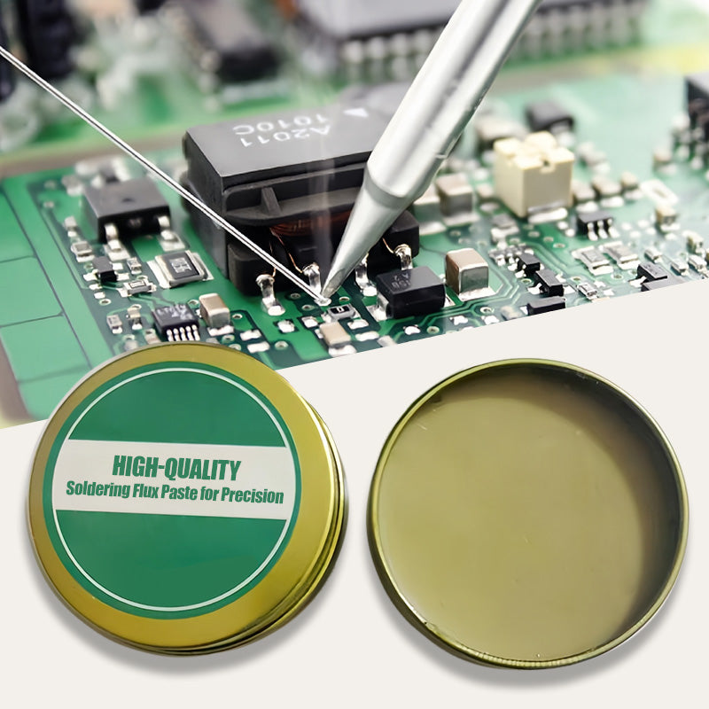 Arenzza high-quality soldering flux paste for precision electronics repair, shown in a small tube with a white cap.