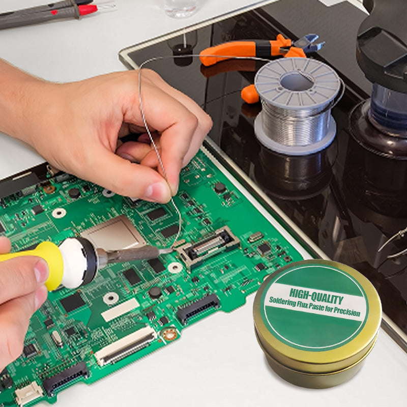 Arenzza soldering flux paste in a small container, high-quality tool for precision soldering in tools and garden applications.