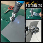 Arenzza electric drill plate cutter with metal gears, compact and safe tool designed for precise cutting in tools and garden projects.