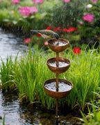 Arenzza Rain Catcher metal garden ornament, a plant support tool with bird design, for tools and garden decoration.