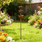 Arenzza rain catcher plant support metal garden ornament with bird design, ideal for garden tools and plant support.