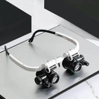 Arenzza LED Glasses Magnifier with 23x zoom, clear lenses and adjustable frame, designed for detailed viewing and precision tasks.