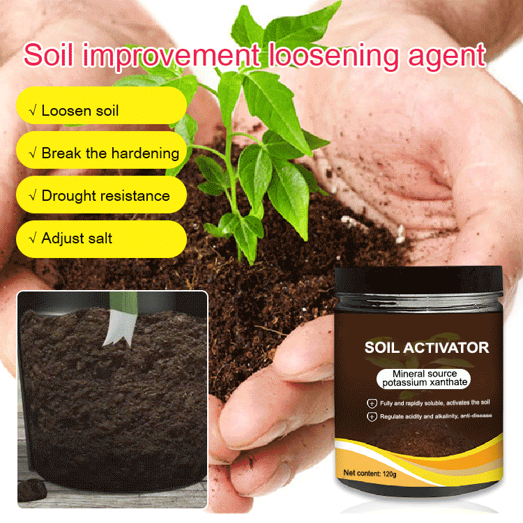 Arenzza Soil Pro Activator tool for gardening, shown as a green garden tool with soil in the background, designed for plant growth.