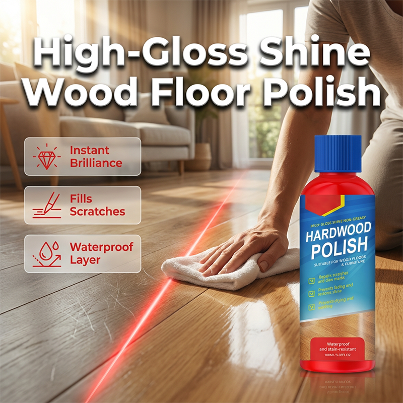 Arenzza wood floor restoration kit with tools and polish for high-gloss shine, ideal for home surfaces and wood floor protection.