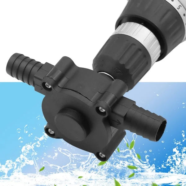 Arenzza self-priming transfer pump in black and silver with hoses attached, designed for tools and garden use.