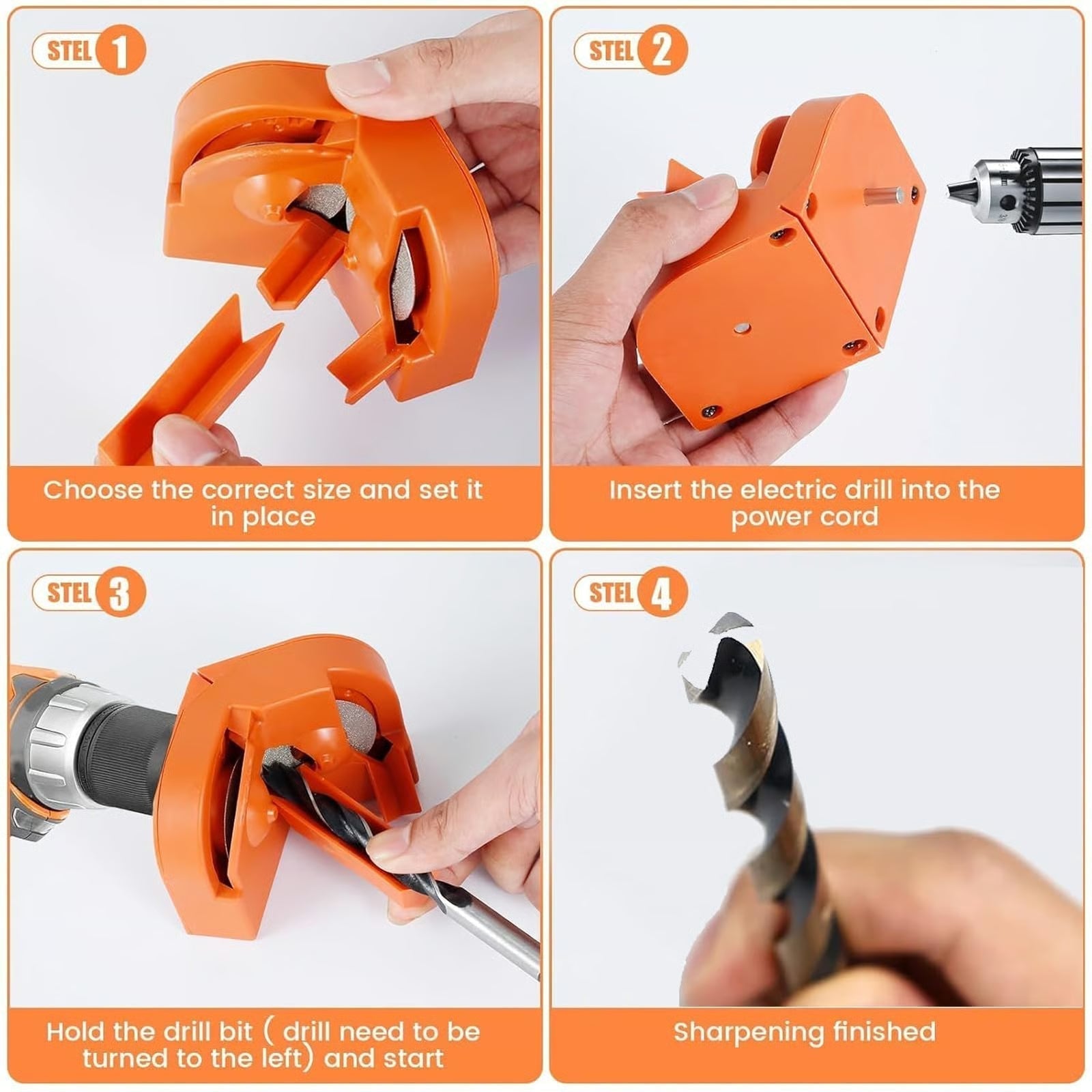 Arenzza multipurpose drill bit grinding sharpener for tools and garden equipment, with a compact design and adjustable sharpening angle.