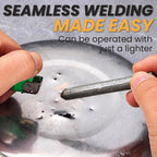 Arenzza low temperature universal welding rod for tools and garden repairs, shown lying on a workbench with a metallic surface.