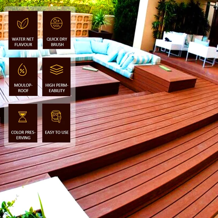Arenzza wood cleaner and polish with a premium brush, waterproof and corrosion-resistant, for restoring and maintaining wooden surfaces.