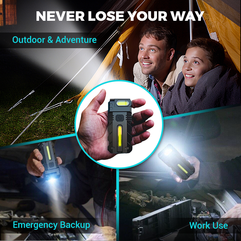 Arenzza 180° rotating head LED work light for tools and garden tasks, with adjustable bright light and durable design.