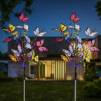 Arenzza outdoor solar butterfly lights, decorative garden tools with colorful butterfly designs for outdoor lighting.