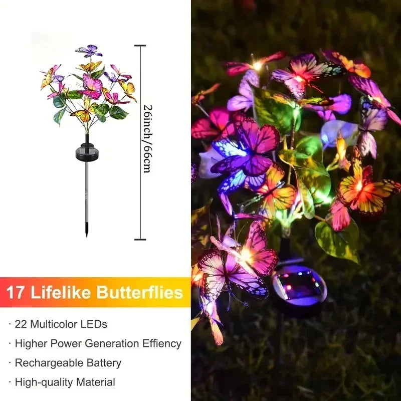 Arenzza solar outdoor butterfly lights in garden, decorative tools and garden lighting with colorful butterfly design for outdoor decor