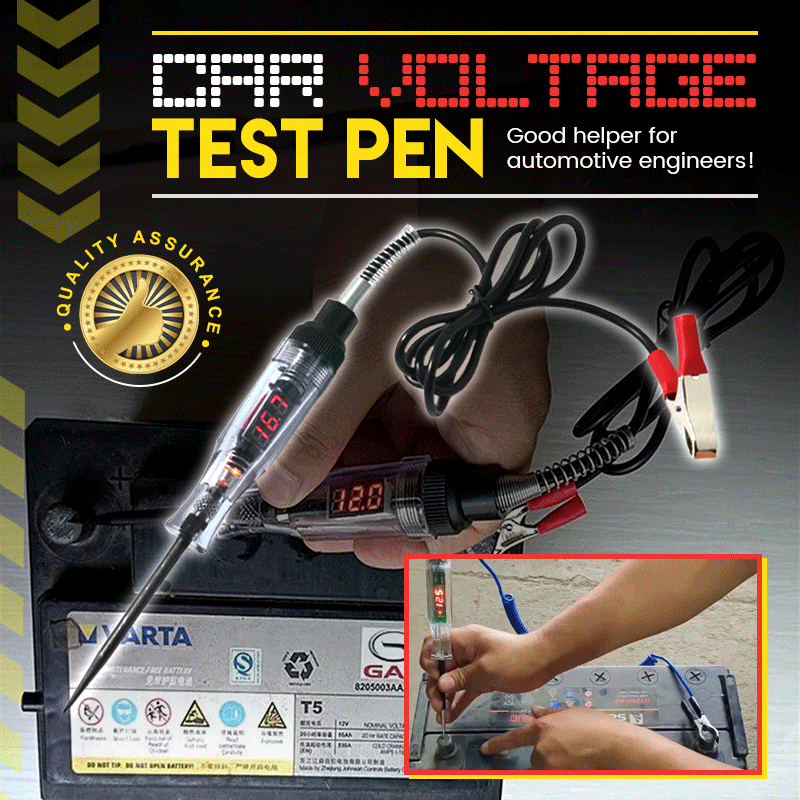 Arenzza car voltage test pen, a handheld tool with a digital display used for testing vehicle electrical systems.