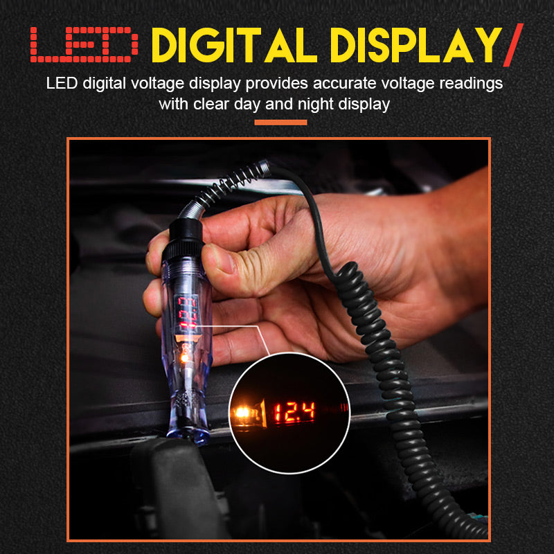 Arenzza Car Voltage Test Pen used for checking car electrical systems, featuring a compact design and bright indicator lights.