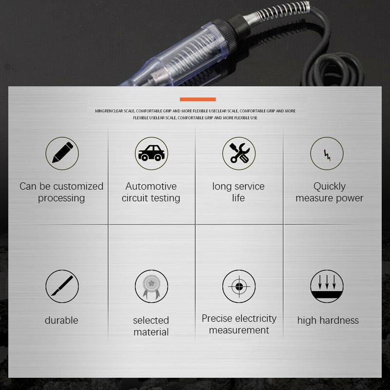 Arenzza Car Voltage Test Pen for automotive electrical testing, showing the sleek black pen with LED indicator and testing tips.